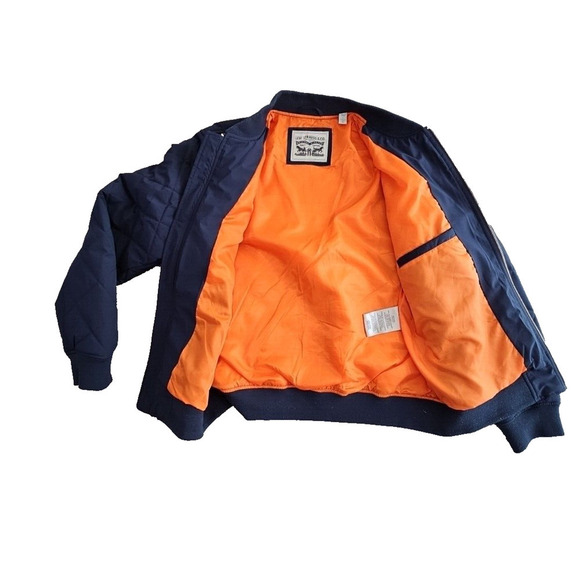 Levis 4-WAY Quilted Bomber Jacket Men's Size Large Navy Orange Stretch Diamond - Picture 6 of 16